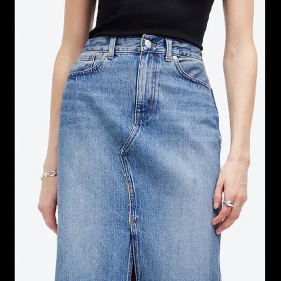 NWT NEW Madewell  Denim Mid-Rise Maxi Skirt in Pratt Wash in Size 27 - Picture 4 of 10